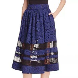 Alice + Olivia Tamia Storm Blue & Black Lace Skirt